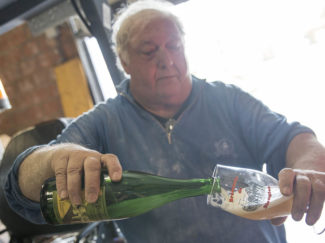 Pierre-Alex of Brasserie De Blaugies, sharing his collaboration beer with Hill Farmstead.